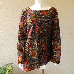COLDWATER CREEK Y2K Velvet Burn-Out Tunic